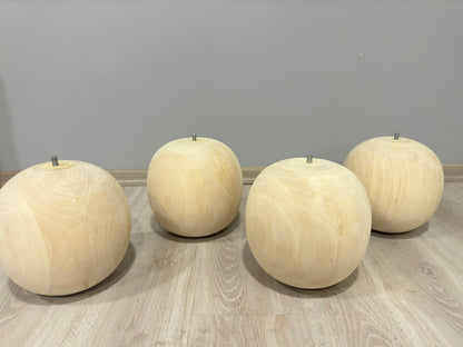 Large 12 inch handmade basswood ball furniture leg with M10 hanger bolt for bed frames, sofas and custom furniture