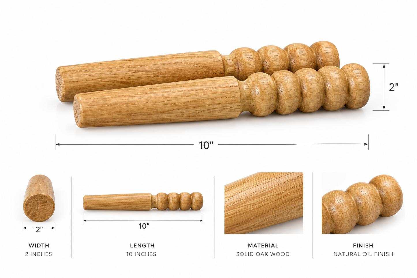 Handmade solid oak wood furniture legs with tapered turned ball design for sofas, couches, consoles, cabinets and living room furniture.
